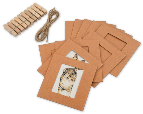 Pictures Wall Decor Hanging Mini Picture Frame, 10 Pieces Paper 2x3 Frame with String and Clips