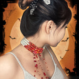 Bloody Pearl Necklace Vampire Choker Halloween Costume Jewelry