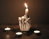 Middle Finger Candle Holder Skeleton Hand Resin Skull Decor