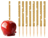 Candy Apple Sticks 36 Pieces Bling Candy Apple Bamboo Skewers with Rhinestones Diamond Mesh Wrap for Fruit Treats, Pop Bar, Dessert Table, Tea Party and Birthday Wedding