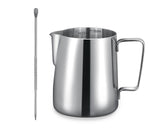 Milk Frothing Pitcher 12 oz/350 ml Milk Steamer Cup 304 Stainless Steel Cappuccino/Latte/Espresso Accessories Barista Tools with Decorating Art Pen