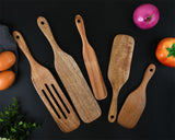 Wooden Spurtle Kit 5 Pieces Wood Spoons Kitchen Tools