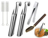 Tea Infuser Set of 6 Pieces (Includes 2 Stainless Steel Hanging Hook Tea Strainers, 2 Brushes, 1 Tea Scoop, and 1 Clip)