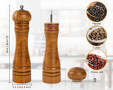 Wood Pepper Grinder, 8 Inch Pepper Mill with an Adjustable Ceramic Rotor, Easily Refillable Wood Salt Mill for Your Kitchen