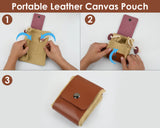 Waxed Canvas Foraging Bag with Collapsible Leather Belt Multi-Purpose Waist Mushroom Foraging Pouch