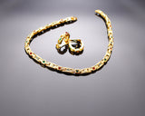 Sparkling Gold Necklace and Earrings Jewelry Set